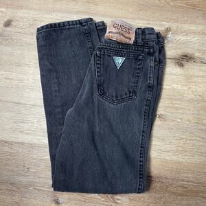 Vintage 90's Guess Black Kid's High Rise Faded Skinny Jeans Waist 22